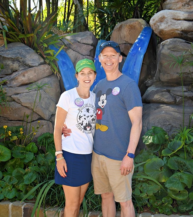 Kim Hartless pictured with her husband at Disney's Animal Kingdom® Park.