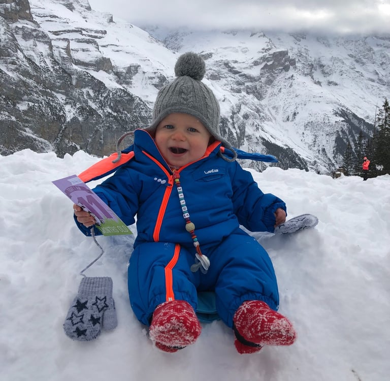 Baby enjoying the mountains at Murren on New Years Eve
