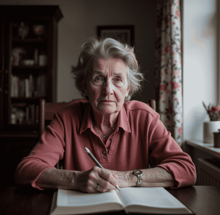 Woman writing a book