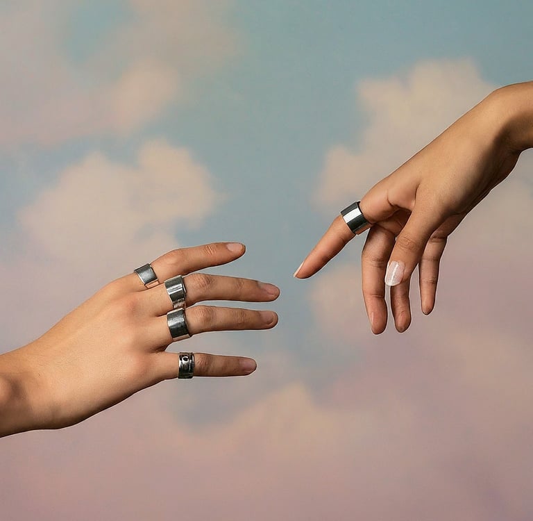 hands reaching for each other