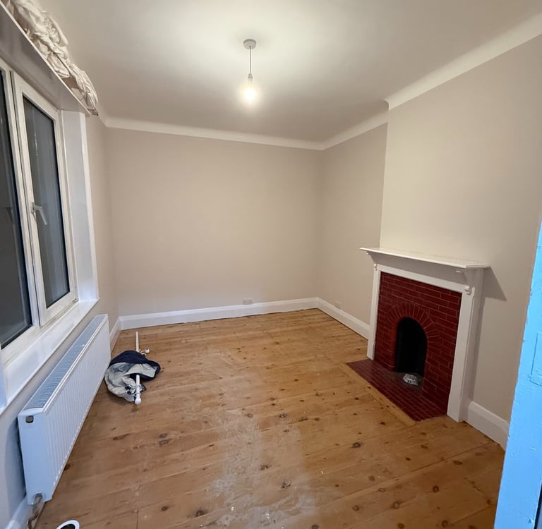 Sanded living room wooden floor in Hove Sussex, prepared for interior decorating