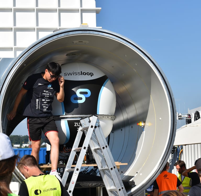 Hyperloop Vehicle inside Eurotube's tube at the EHW 2024