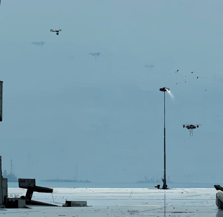 Envol d'un drone, une afro-américaine est assise,aux commandes