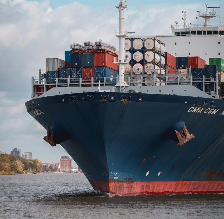 large ship containing many products