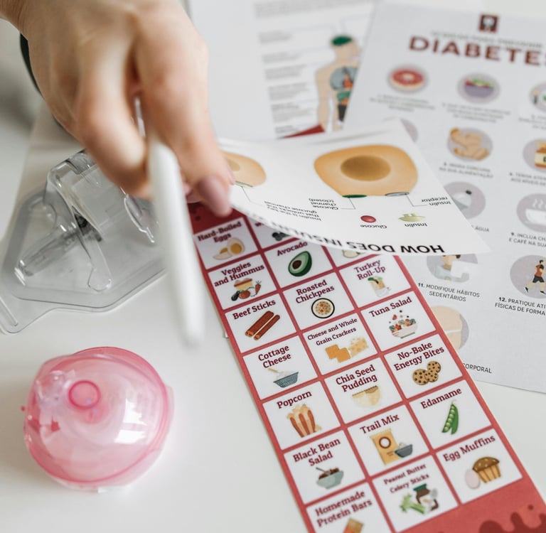 Patient information sheets about diabetes.