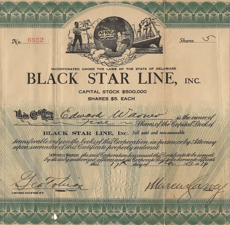 Black Star Liner share certificate