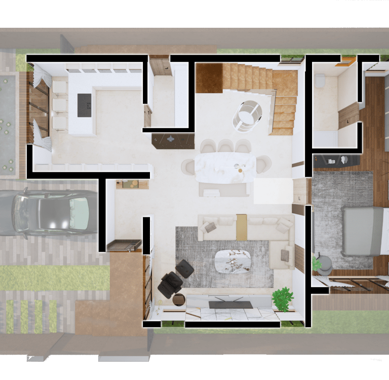 East facing Fortune Hestia villa rooftop plan with open terrace and pergola design for leisure