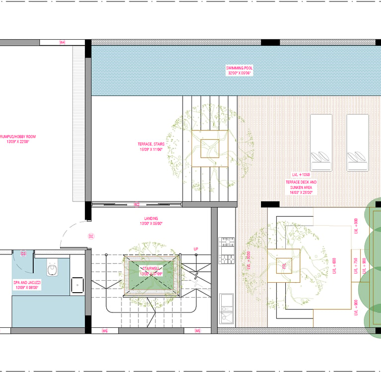 East facing Fortune Hestia villa second floor plan featuring guest bedroom, terrace, and utility 