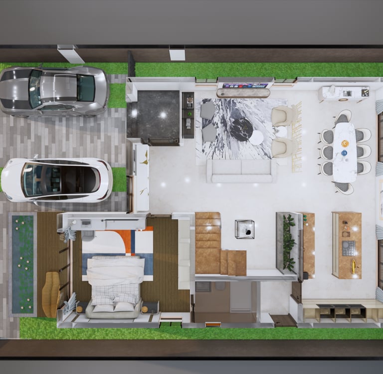 West facing Fortune Hestia villa basement plan including covered parking