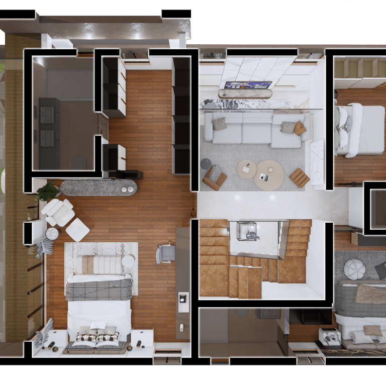 West facing Fortune Hestia villa rooftop plan showcasing open terrace