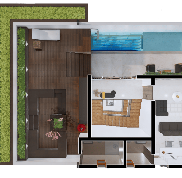 West facing  villa floor plan at Fortune Hestia Sarjapur Road with modern Greek-inspired layout