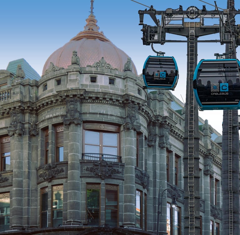 Imagen de como se veria un cable bus en la ciudad de puebla