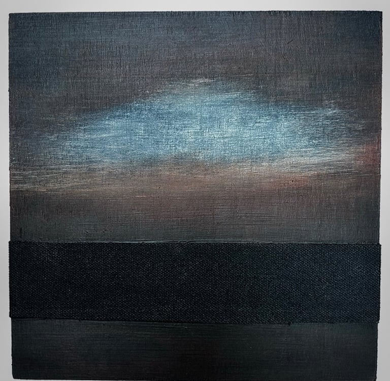 Mixed media abstract art. Landscape abstract. Laurence Moracchini Ditchling Studio.