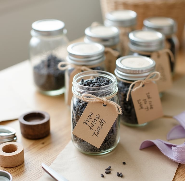 Petits pots personnalisés fait main pour invités idéal mariage