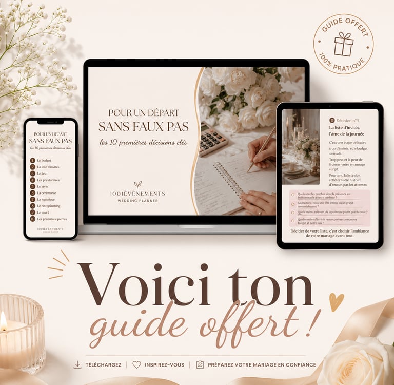 image première page et livret 10 décisions clés pour ton mariage produit offert