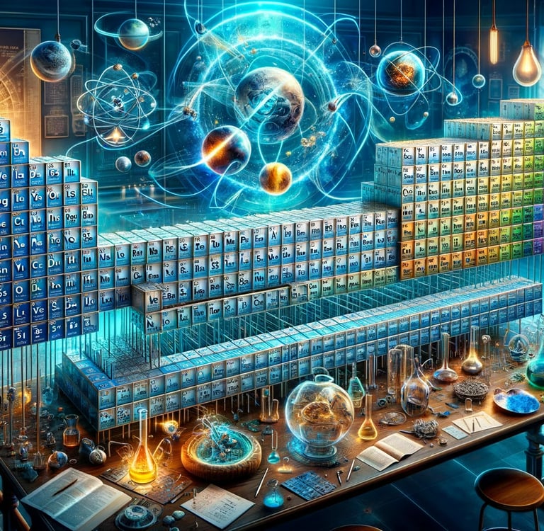 a science fiction of a periodic table with a periodic table top