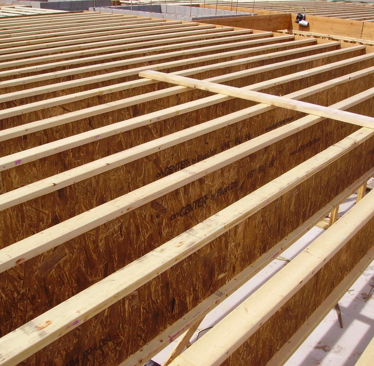 Framed home with floor joist layed out and installed