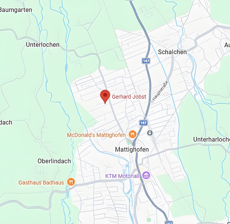 Ein Bild von Google Maps welches den Standort von Gerhard Jobst zeigt