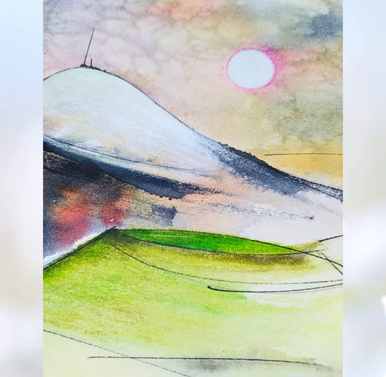 aquarelle originale puy de dôme décoration cadeau