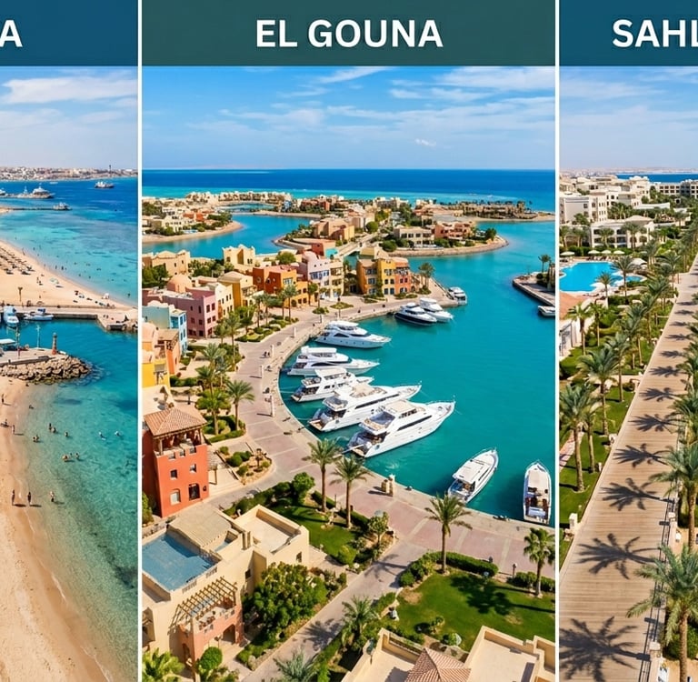 Comparison of Al Ahyaa, Sahl Hasheesh, and El Gouna investment areas in Hurghada