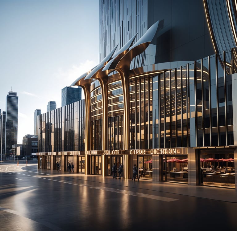 Landmark pavilion architecture featuring a sculptural poolside canopy in Singapore