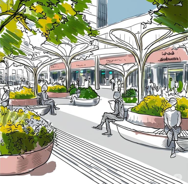 Habitat pockets with pollinator gardens, birdhouses, and bat boxes to encourage wildlife