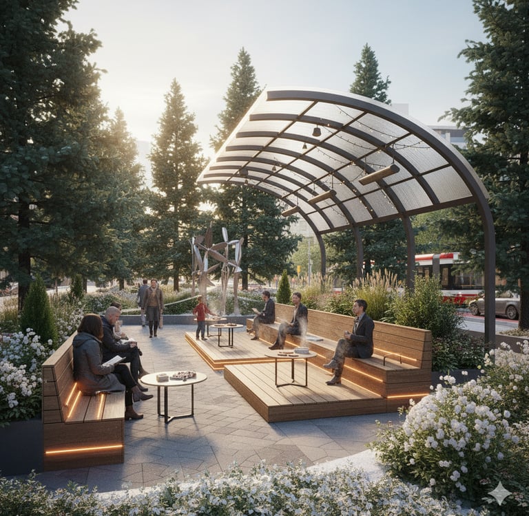 Urban public realm architecture study exploring mobility corridors and civic spaces in Toronto