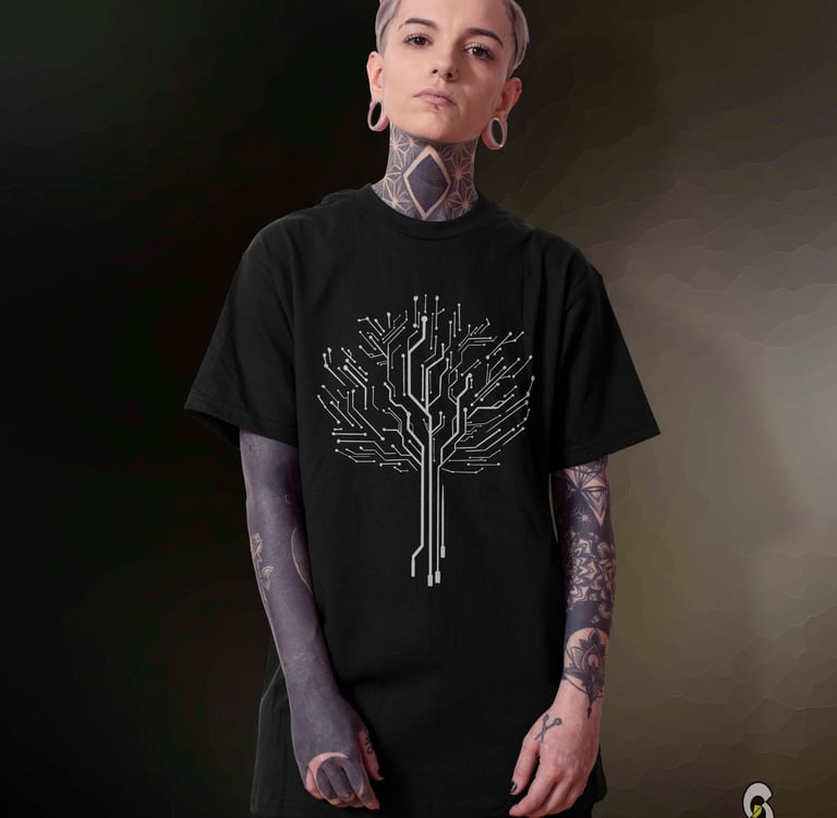 a woman with tattoos on her chest and neck