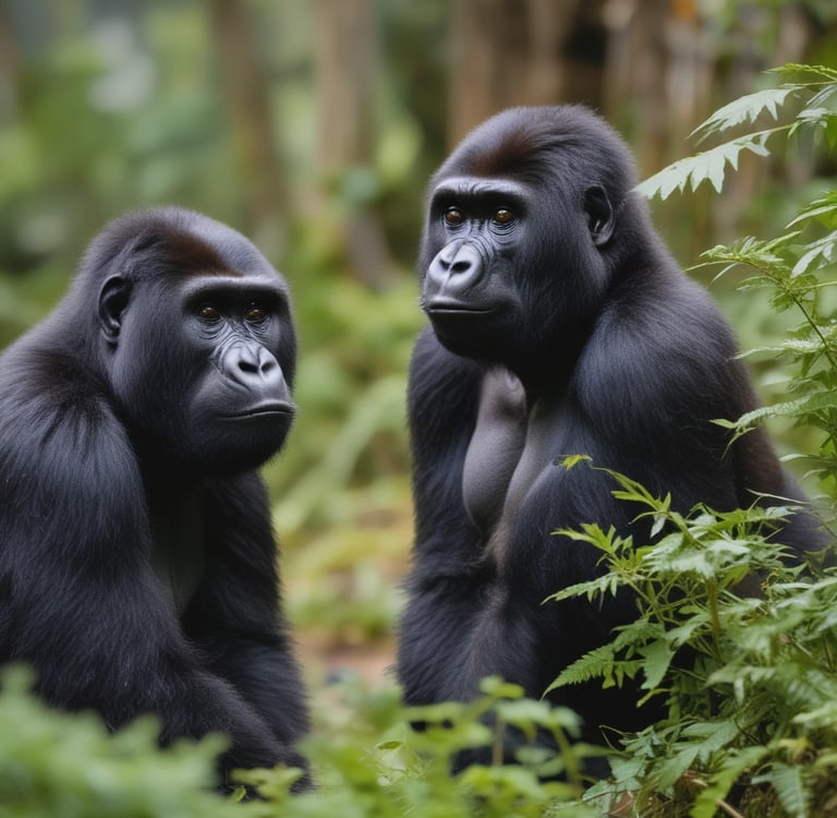 Mountain gorillas in africa
