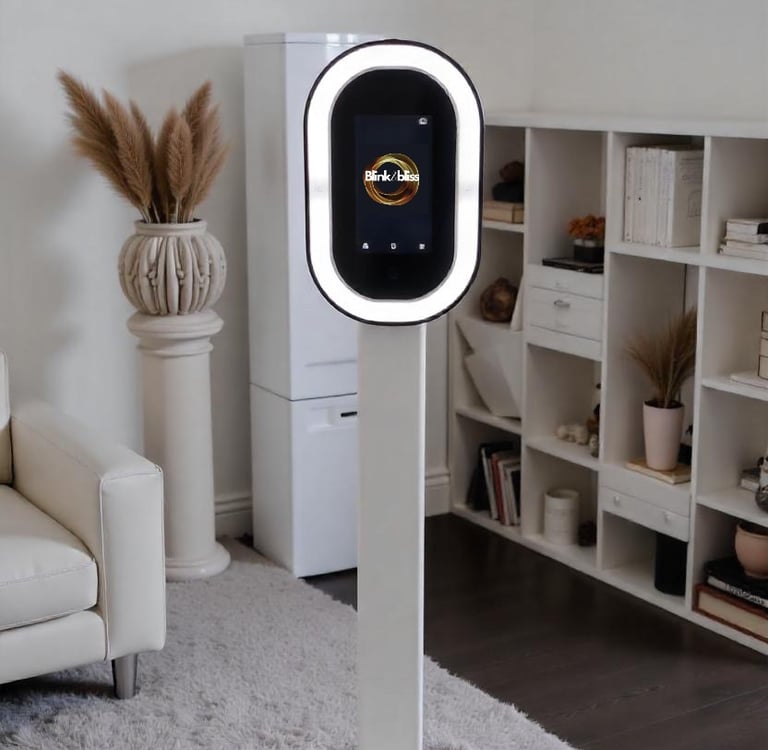 Brand activation photo booth rental with company logo and hashtag