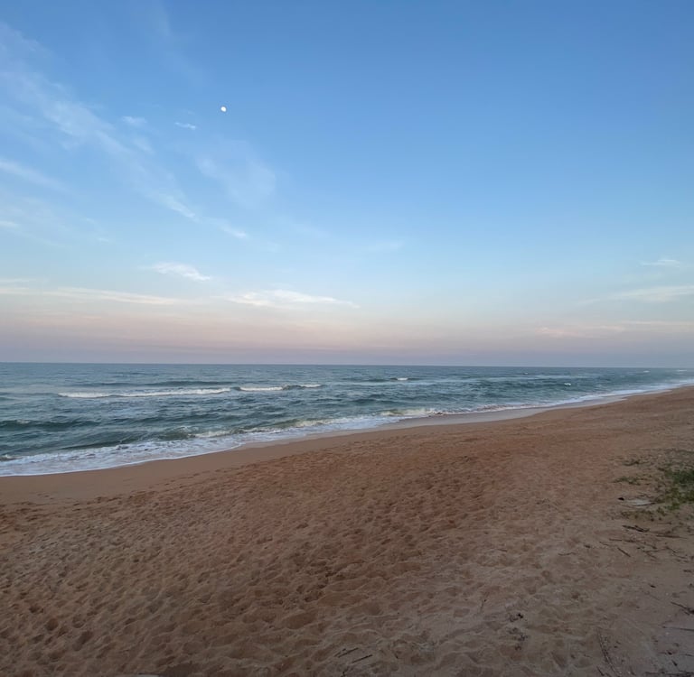 Flagler beach, FL with blue sky and sandy beach