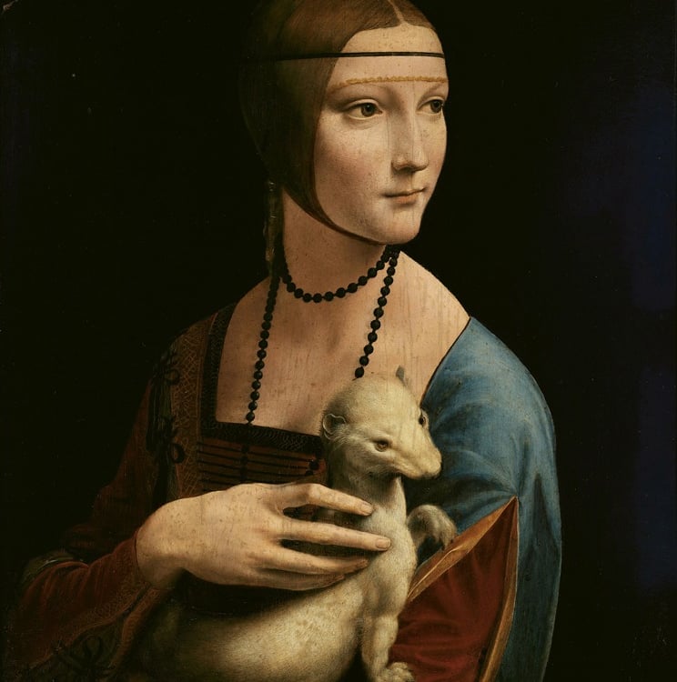 Lady with an Ermine, Leonardo da Vinci, 1489–1491, Czartoryski Museum, Kraków, Poland