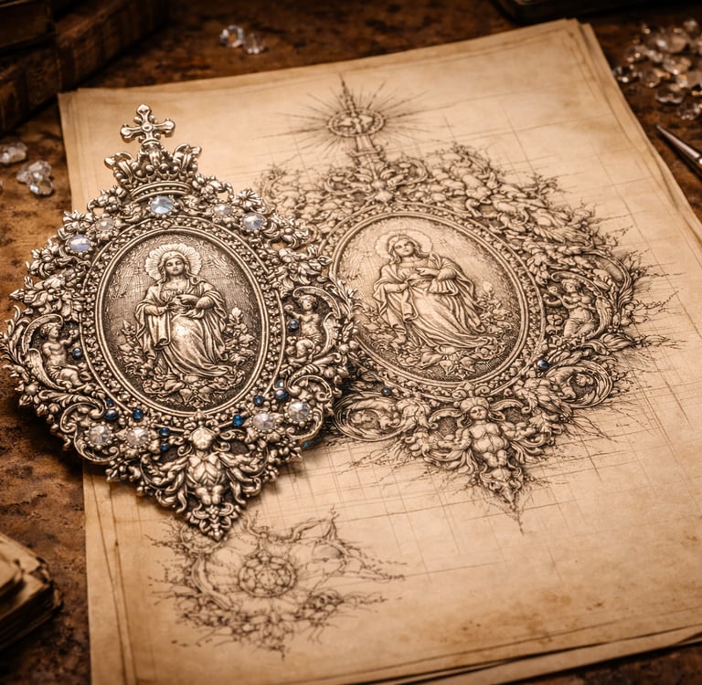 diseño de medalla artesanal en plata