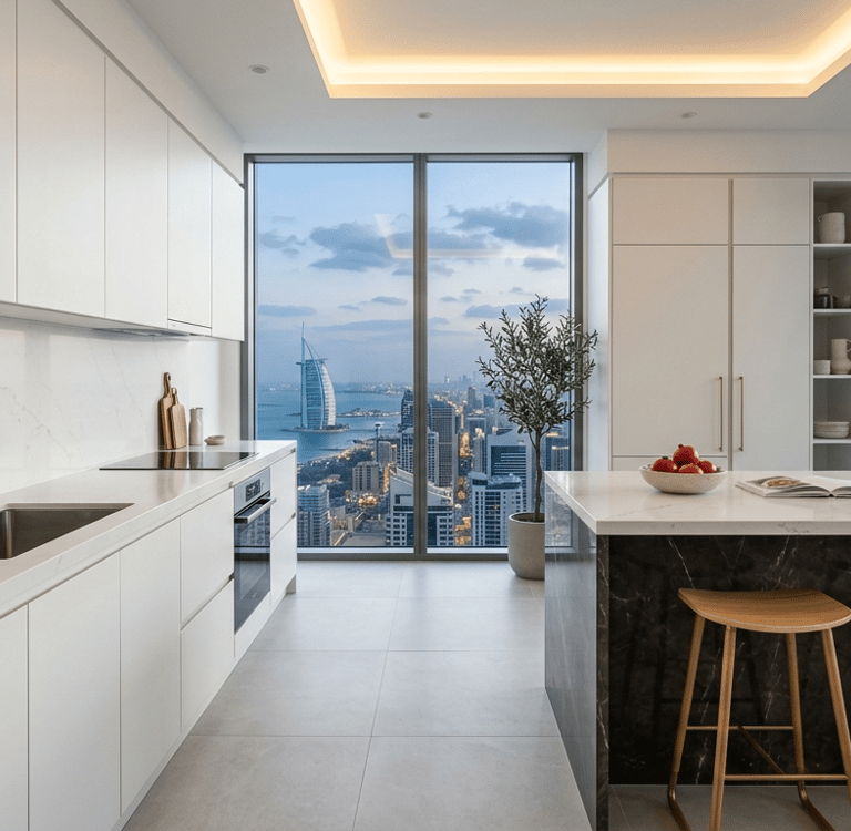 Kitchen renovation Dubai 2026 — modern apartment kitchen by Mostreno