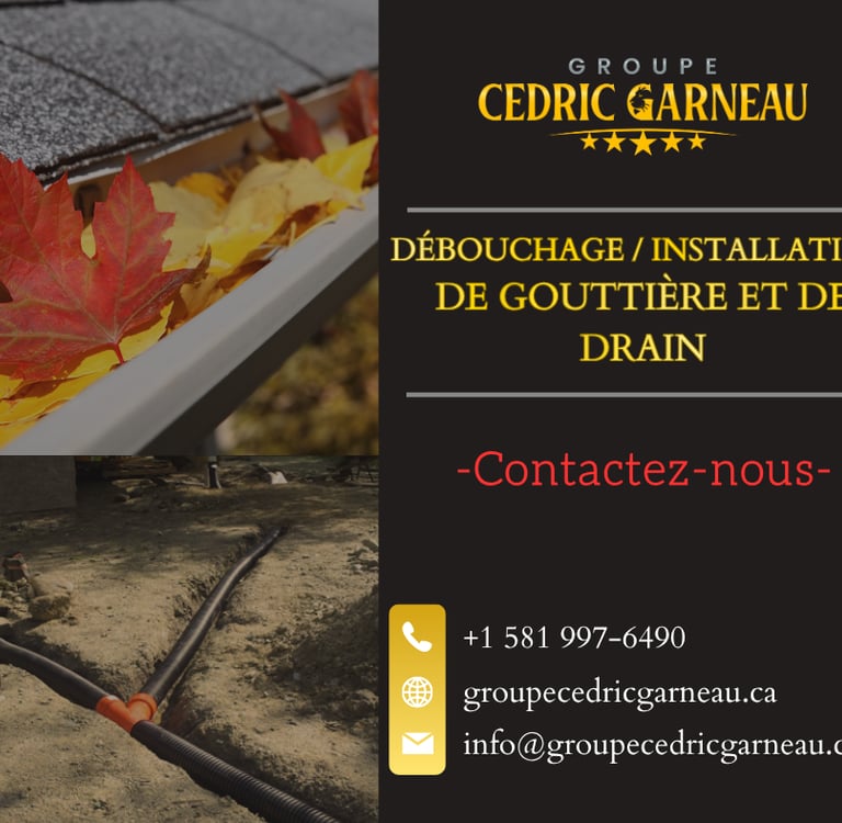 Nettoyage de gouttières à Québec et installation de drains de surface – préparati