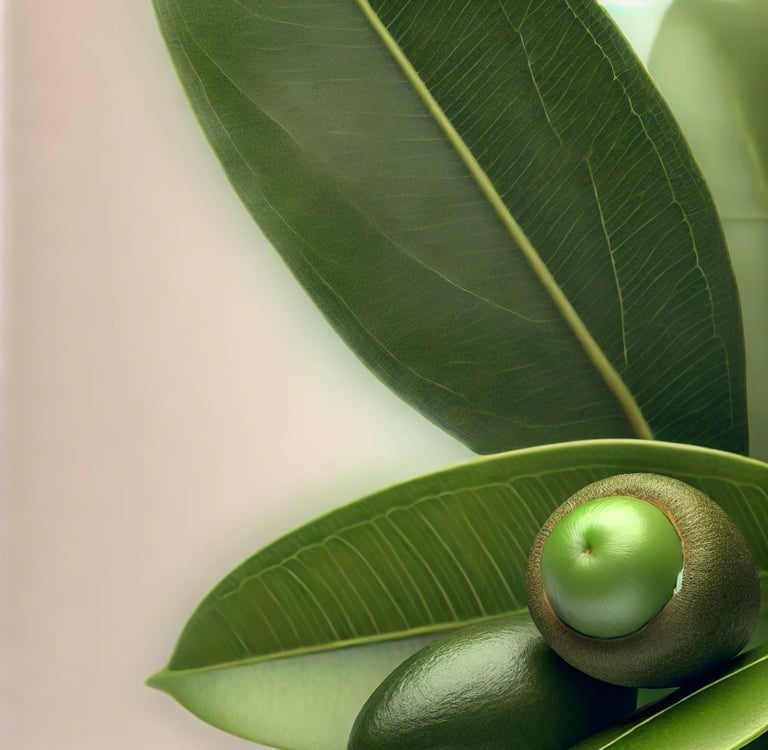 huile de tamanu avec graines et feuilles, hydratant et régénérant naturel pour la peau