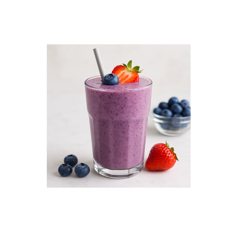 Smoothie with strawberries and blueberries