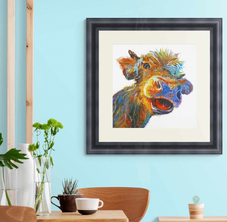 Hattie the happy cow wall print