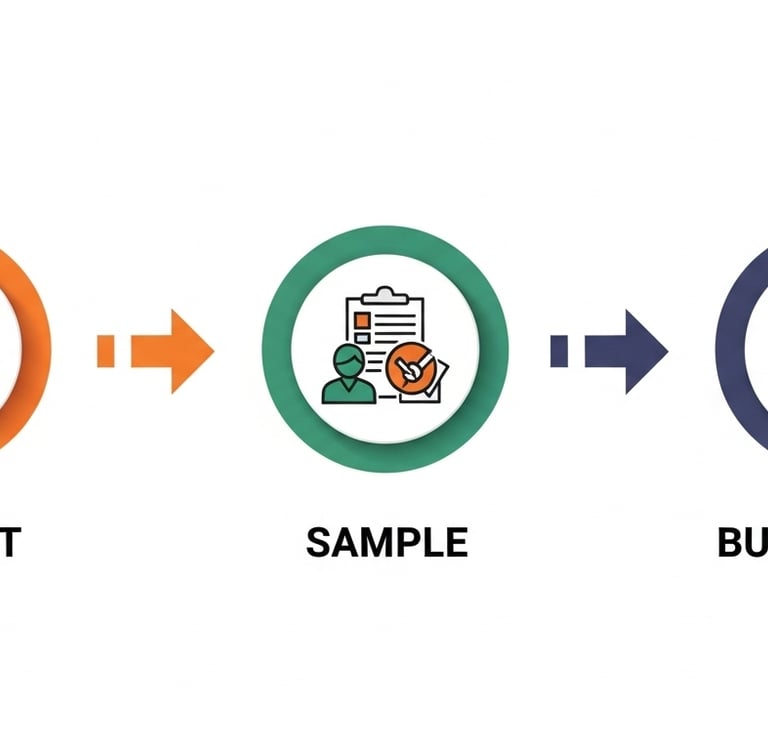 3-step ordering process from Heliotrope Bee for beekeeping apparel.