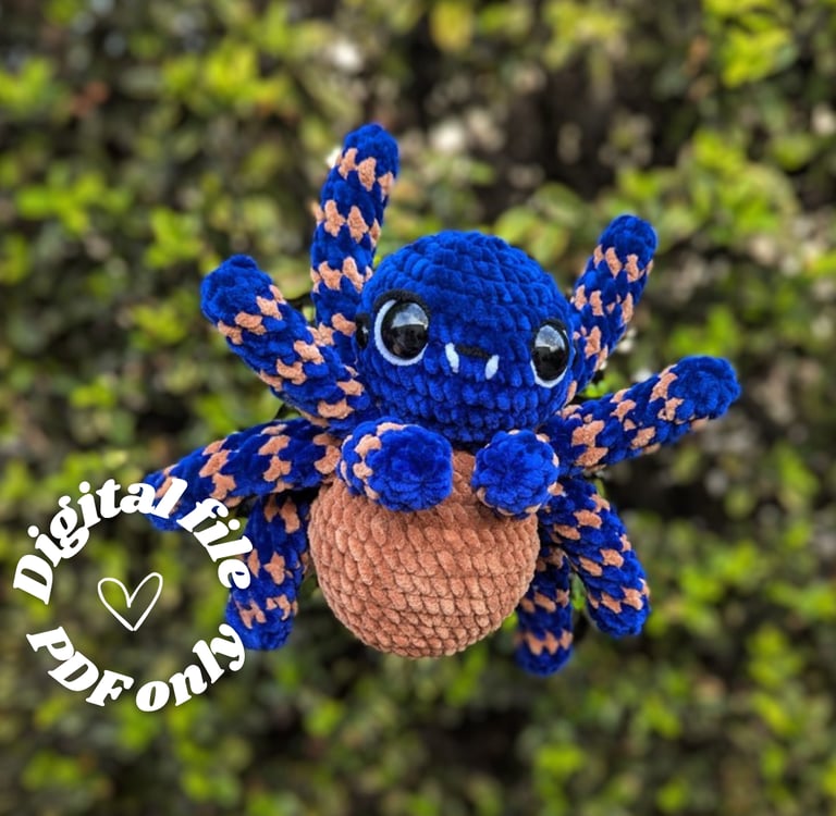 Tarantula crochet pattern blue cobalt