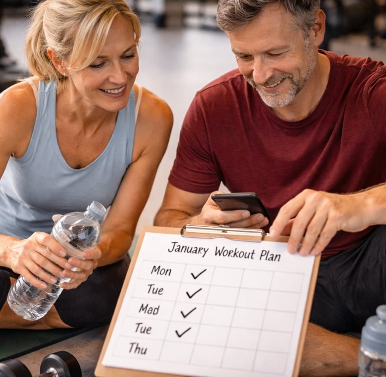 Robb Sheridan clients looking at workout plan