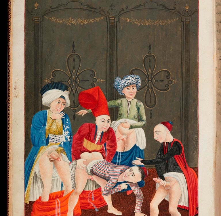 Fol. 128r, “Courtiers Amusing Themselves”