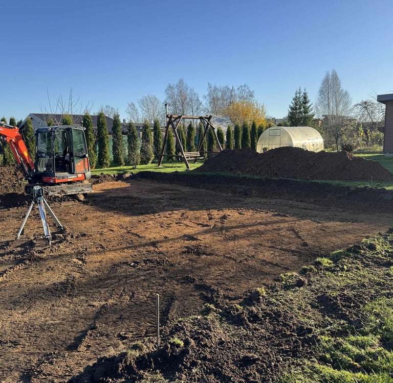 lazeriniu nyvelyru ziurimas aukstis iki nulio, kiek reikia nukasti molio, tam, kad pasipiltu smelis