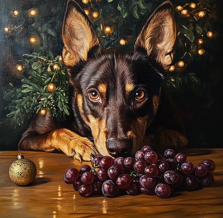 Kelpie australien noel raisins