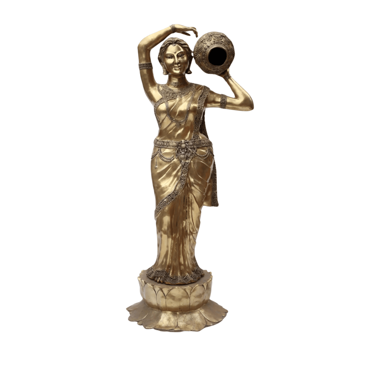 a statue of a woman holding a vase with a vase in it