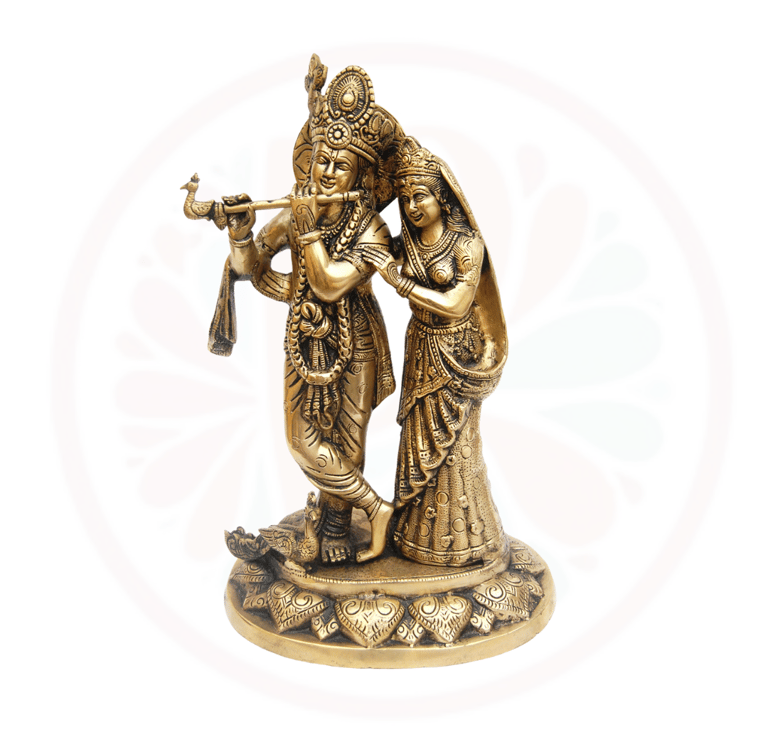 Heavy Brass Krishna Radha Idol for Temple