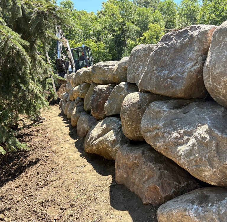 Boulder wall in Dassel MN