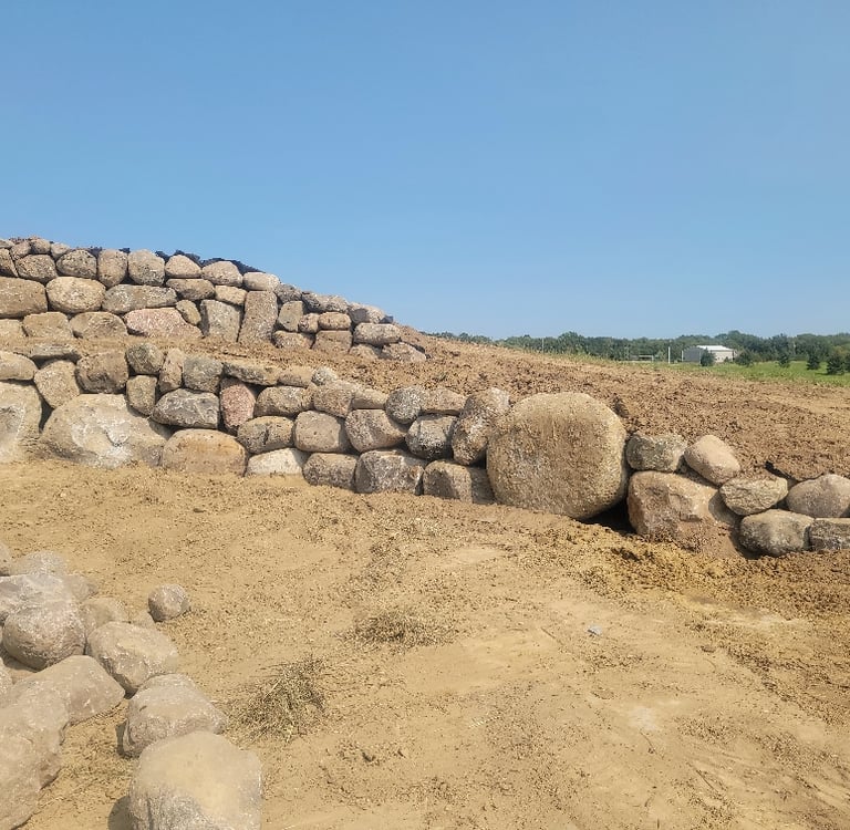 two boulder retaining walls
