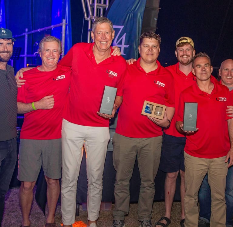 CarbonTest ambassador yacht crew winning the 20025 Airlie Beach Performance Racing Division 