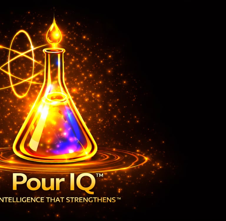 Pour IQ visual showing the intelligence layer used to explain branding, visibility and growth strategy